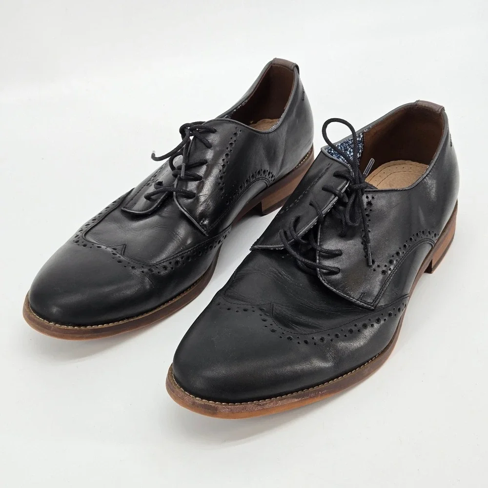 Johnston & Murphy McCarter Black‎ Leather Wingtip Brogue Derby Shoes Men's 12M